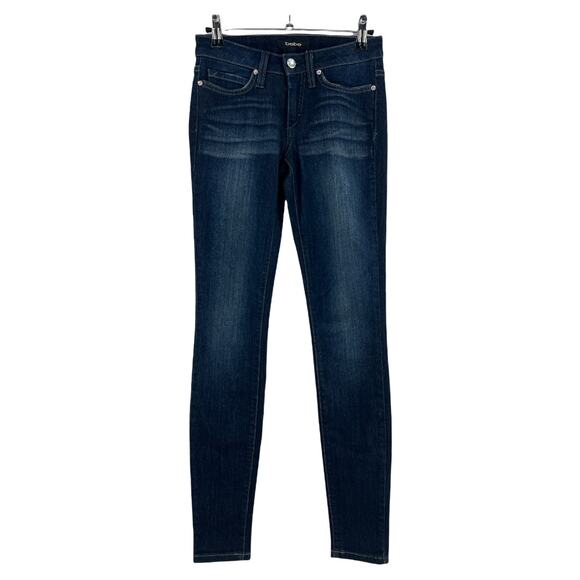 Bebe (24) (26x32) Regular Icon Crystal Knockout Skinny Jeans Myth Blue Low Rise - Picture 2 of 10